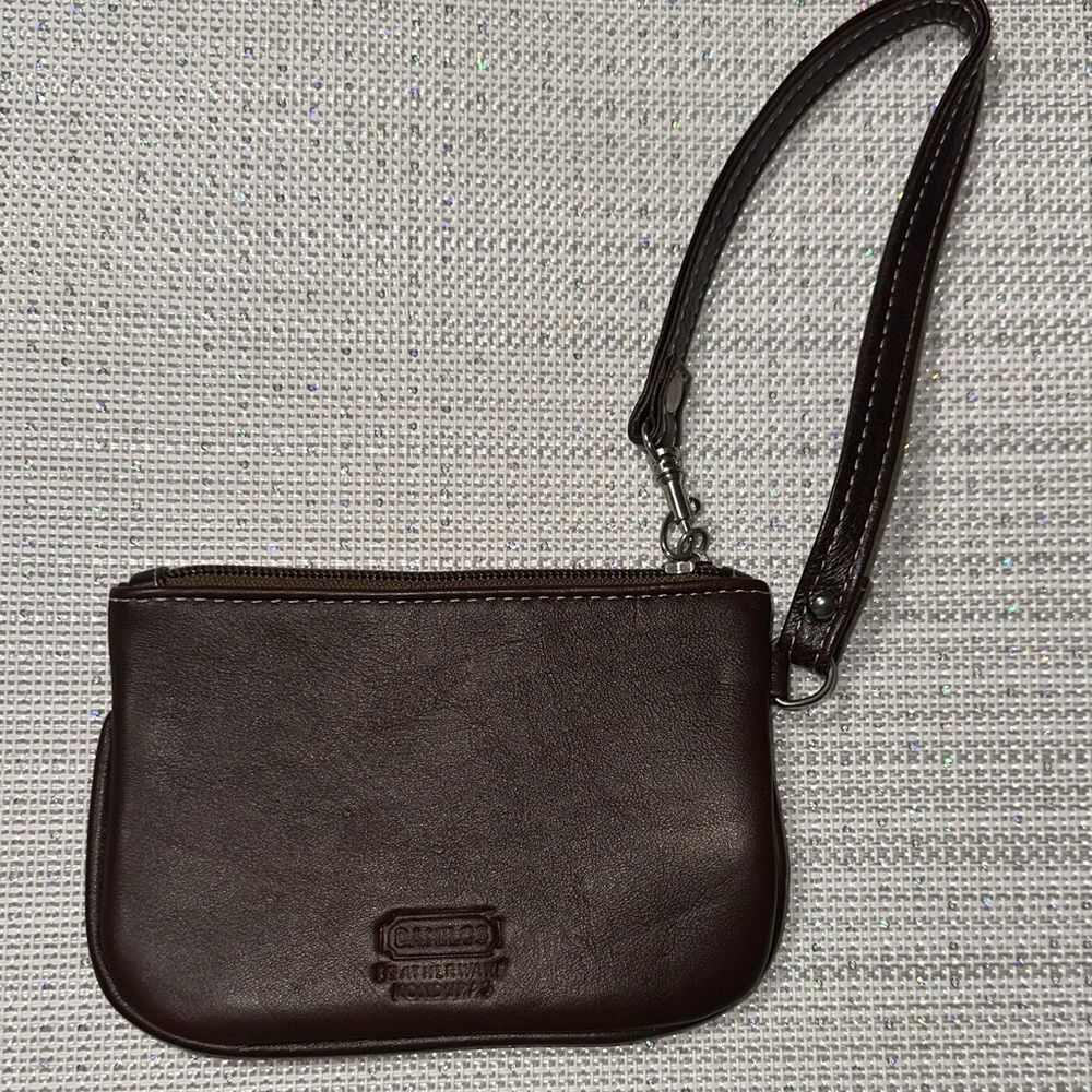 DANILOS Chestnut Brown Genuine Leather Wristlet Pouch Wallet